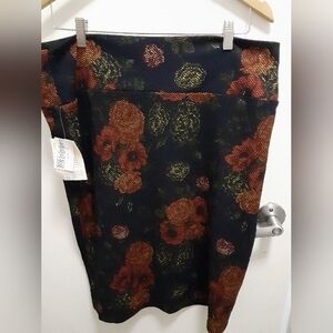 Lularoe NWT Women's Floral Pull On Skirt Black Bohomian Cottage Size XL